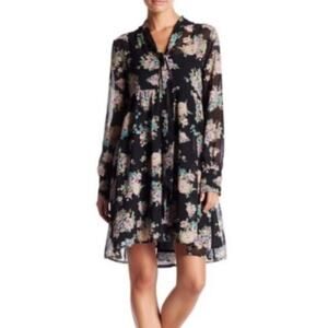 Banjara Black Floral Long Sleeve Dress Size S Small